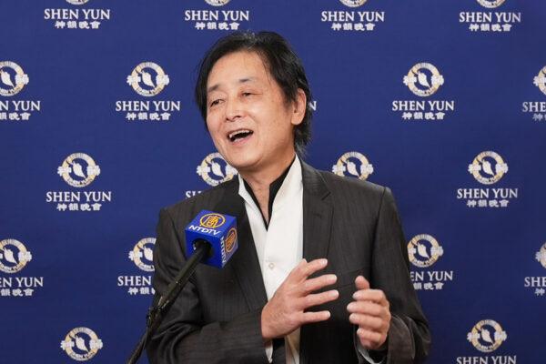 Mr. Totani Korenobu, the president of a photography and design company, attends Shen Yun Performing Arts at the Aichi Prefectural Art Theater in Nagoya, Japan, on Jan. 28, 2023. (Fujino Takeshi/The Epoch Times)