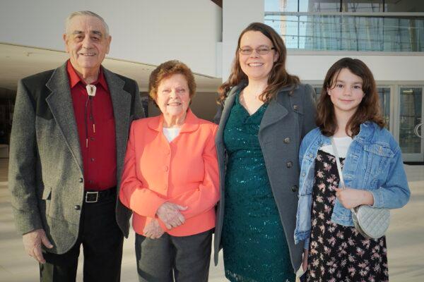 The Lawson family (L–R) Harlan, Janet, Brandi, and Madeline, attended Shen Yun Performing Arts at the Kauffman Center for the Performing Arts, in Kansas City, Mo., on Jan. 29, 2023. (Sherry Dong/The Epoch Times)