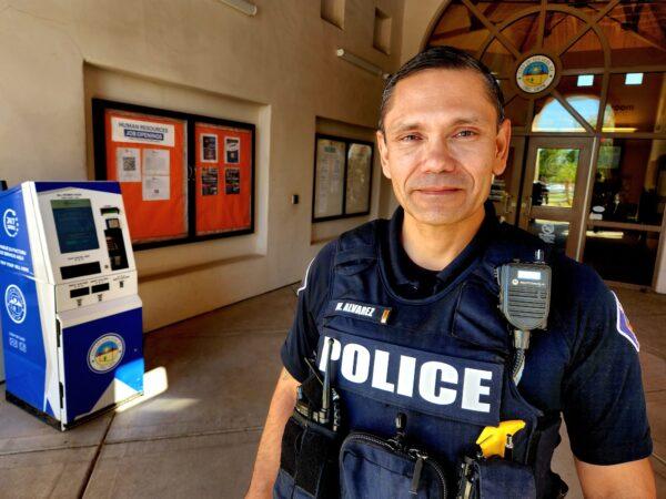 San Luis, Ariz., Interim Police Chief Miguel Alvarez says his department is feeling the strain of the city's border crisis on Jan. 27, 2023. (Allan Stein/The Epoch Times)