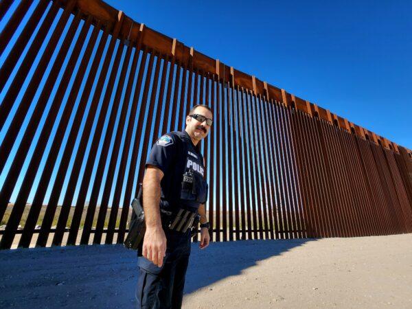 San Luis, Ariz., Police Lt. Marco Santana said more than 30 people died trying to climb over the border wall on Jan. 27, 2023. (Allan Stein/The Epoch Times)