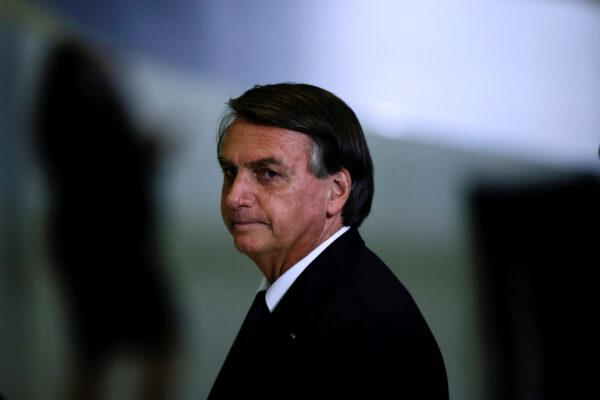 Brazil's President Jair Bolsonaro looks on after a ceremony about the National Policy for Education at the Planalto Palace in Brasília, Brazil, on June 20, 2022. (Ueslei Marcelino/Reuters)
