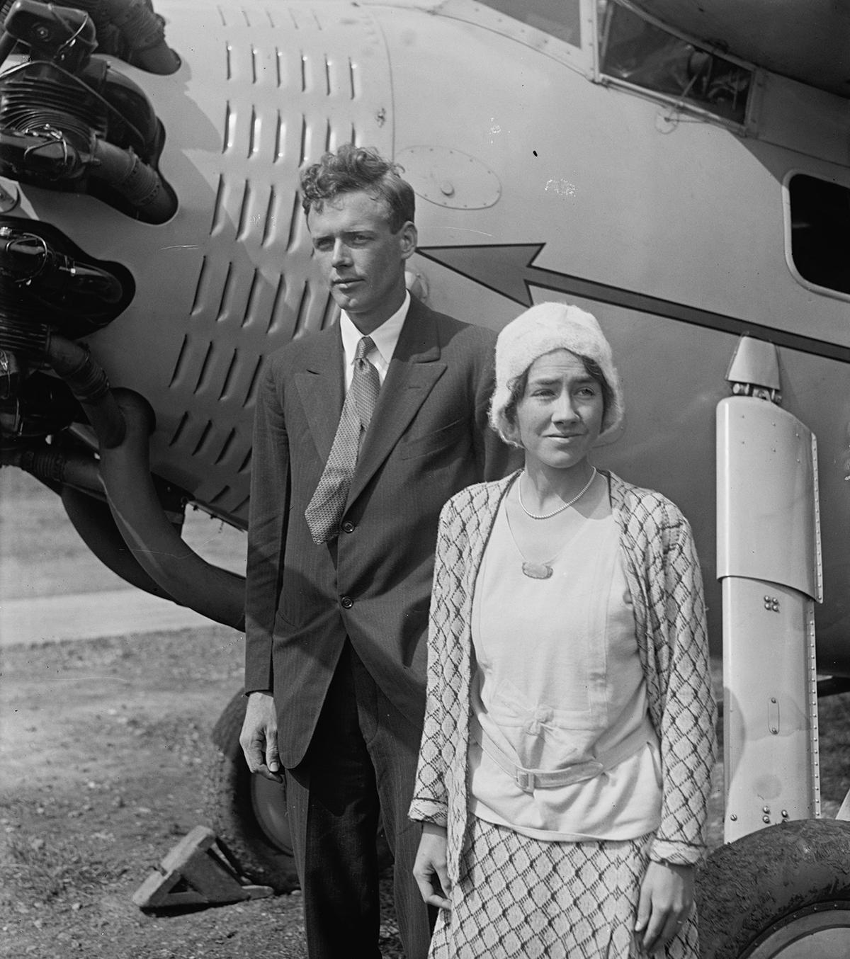 Mr. and Mrs. Lindbergh on Sept. 18, 1929. Library of Congress. (Public Domain)