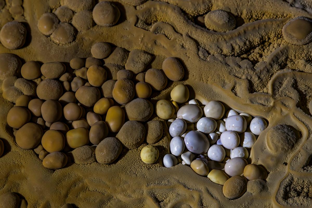 A detail shows cave pearls inside Hung cave. (Courtesy of Duc Thanh via Jungle Boss Tours)