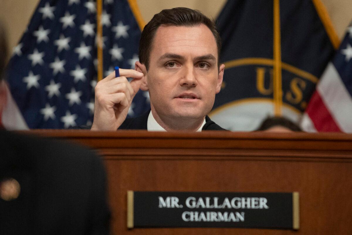 Chairman Mike Gallagher (R-Wis.) speaks during the first hearing on national security and Chinese threats to America held by the House Select Committee on the Chinese Communist Party on Capitol Hill in Washington on Feb. 28, 2023. (Roberto Schmidt/AFP via Getty Images)