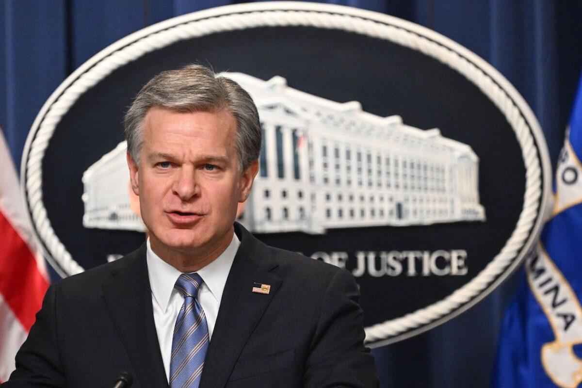 FBI Director Christopher Wray speaks during a press conference at the Justice Department in Washington, on Jan. 26, 2023. (Mandel Ngan/AFP via Getty Images)