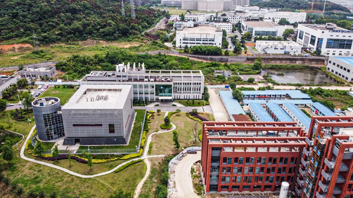 This aerial view shows the P4 laboratory (L) on the campus of the Wuhan Institute of Virology in Wuhan, Hubei Province, China, on May 13, 2020. (Hector RETAMAL /AFP via Getty Images)