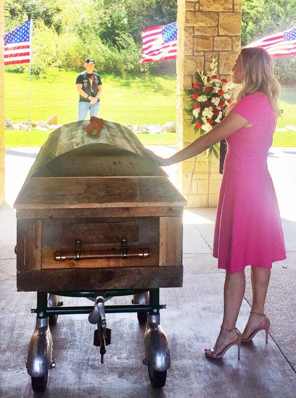 Alyse White says goodbye to her husband of less than a year on the day of his funeral. (Brian White)