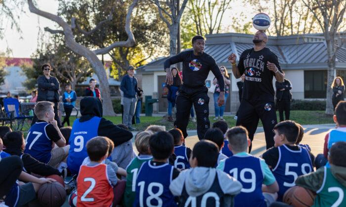 Fullerton Youth Train With Harlem Globetrotters