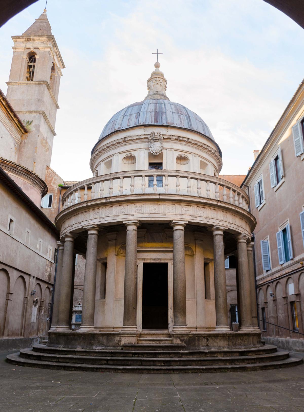 The Tempietto of Donato Bramante is the first example of High Renaissance architecture that inspired St. Peter's Basilica in the Vatican. (Em Campos/Shutterstock)