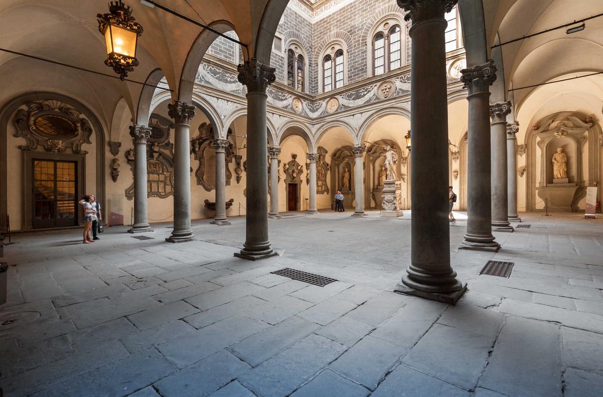 The inner courtyard of the Palazzo Medici Riccardi, designed by Michelozzo di Bartolomeo, built between 1444 and 1484. (Federico Magonio/Shutterstock)