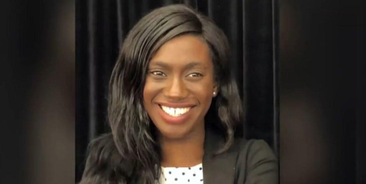 Eunice Dwumfour in a still image from video released by NTD. (NTD)