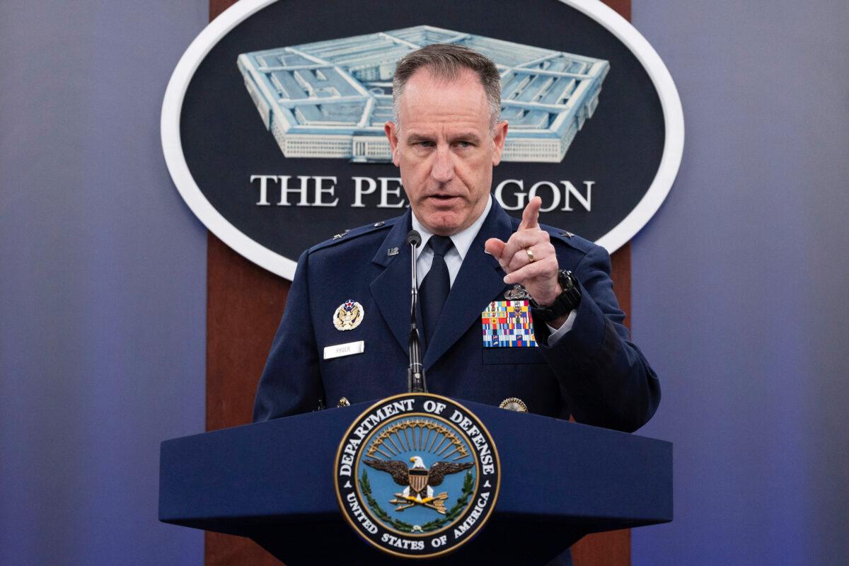 Pentagon press secretary Brig. Gen. Pat Ryder holds a press briefing at the Pentagon in Arlington, Va., on Oct. 18, 2022. (Kevin Dietsch/Getty Images)