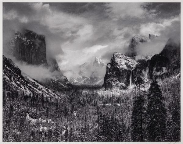 "Clearing Winter Storm, Yosemite National Park," circa 1937, by Ansel Adams. Photograph, gelatin silver print. The Lane Collection, Museum of Fine Arts Boston. (The Ansel Adams Publishing Rights Trust/Courtesy of Museum of Fine Arts Boston)