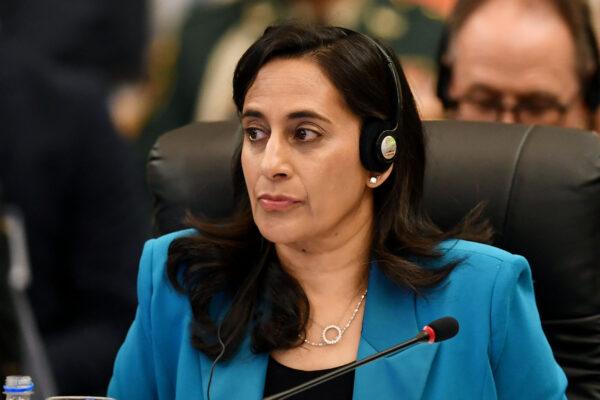 Canada's Minister of National Defence Anita Anand attends the 15th Conference of Defense Ministers of the Americas (CDMA) in Brasília, on July 26, 2022. (Evaristo Sa/AFP via Getty Images)