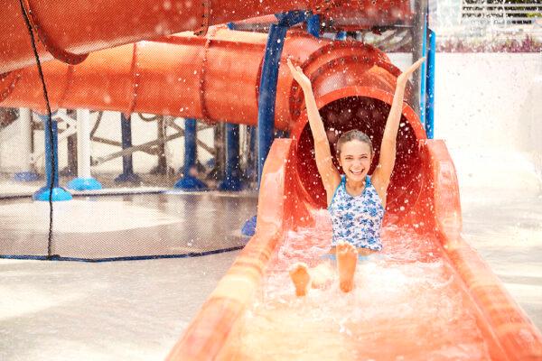 Enjoying some adventure in the Diplomat's Dip + Slide Kids Splash Zone. (Courtesy of the Diplomat Beach Resort)