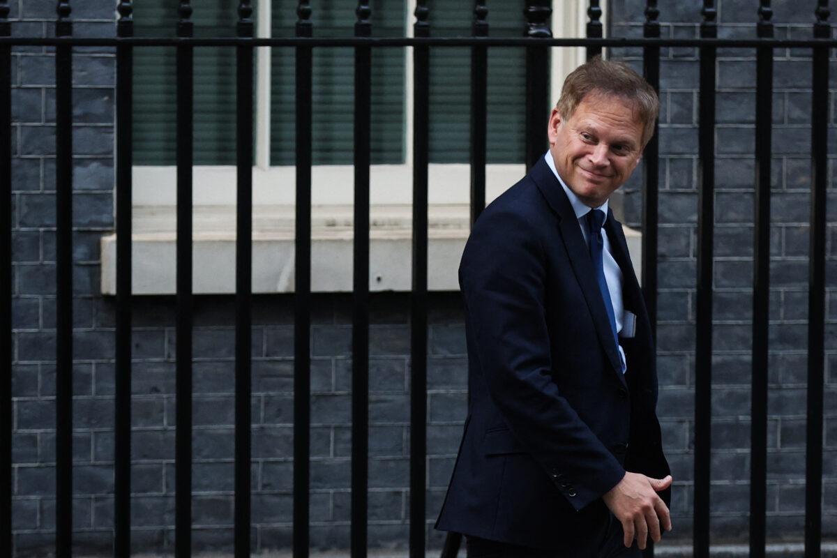 Britain's Energy Security and Net Zero Secretary Grant Shapps reacts as he leaves Number 10 Downing Street after attending the weekly Cabinet meeting in London on Feb. 7, 2023. (Isabel Infantes/AFP via Getty Images)