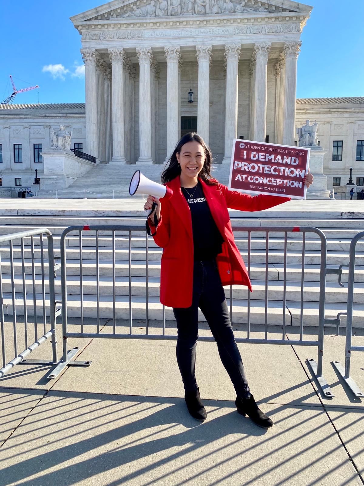 Shaohannah Faith in one of the SFLA rallies at the Supreme Court of the United States. (Courtesy of Shaohannah Faith)