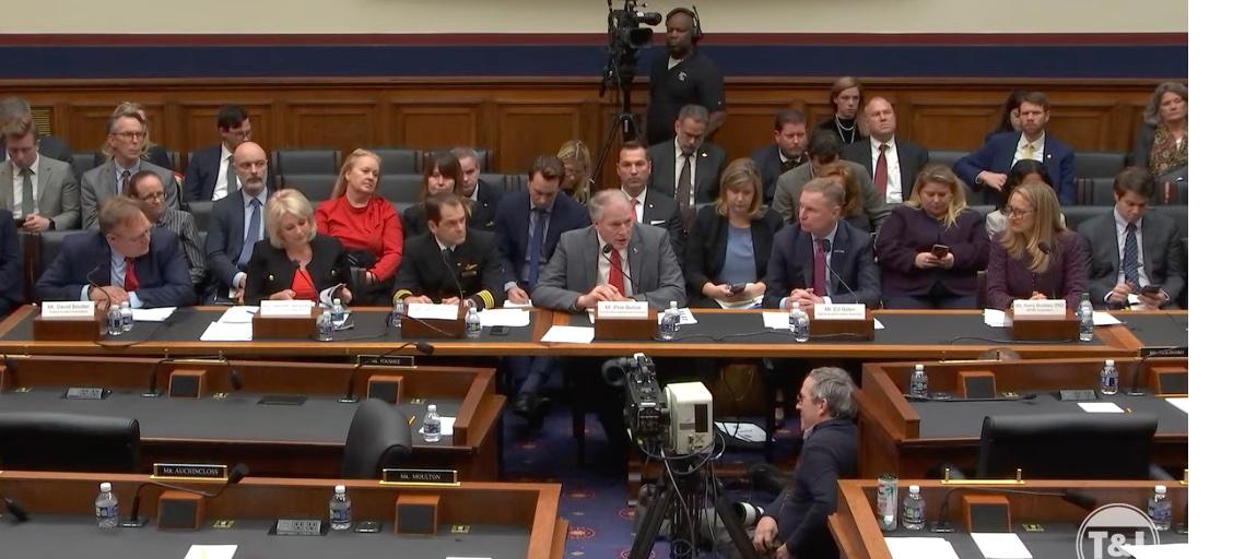 Witnesses field questions about the Federal Aviation Administration from the House Transportation and Infrastructure Committee in Washington, on Feb. 7, 2023. (Janice Hisle/The Epoch Times via screenshot of videotaped testimony)