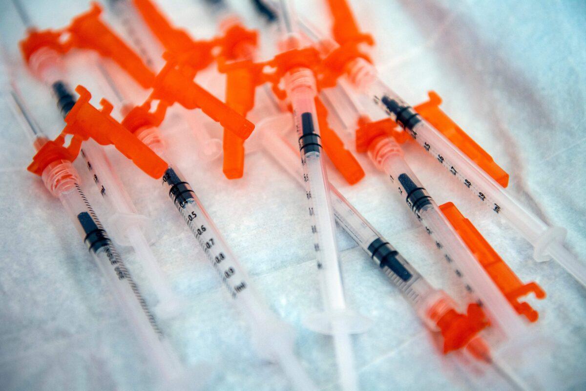 Syringes containing the Moderna COVID-19 vaccine in Needham, Mass., in a 2022 file photograph. (Joseph Prezioso/AFP via Getty Images)