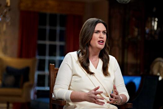 Arkansas Gov. Sarah Huckabee Sanders delivers the Republican response to the State of the Union address by President Joe Biden in Little Rock, Ark., on, Feb. 7, 2023. (Al Drago/Pool/Getty Images)