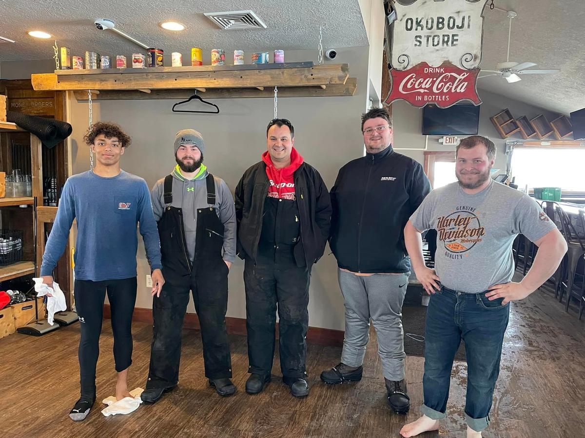 The five men who rescued Lee and his dog Cooper. (Courtesy of <a href="https://www.facebook.com/DickinsonCountySheriffsOffice">Dickinson County Sheriff's Office - Iowa</a>)