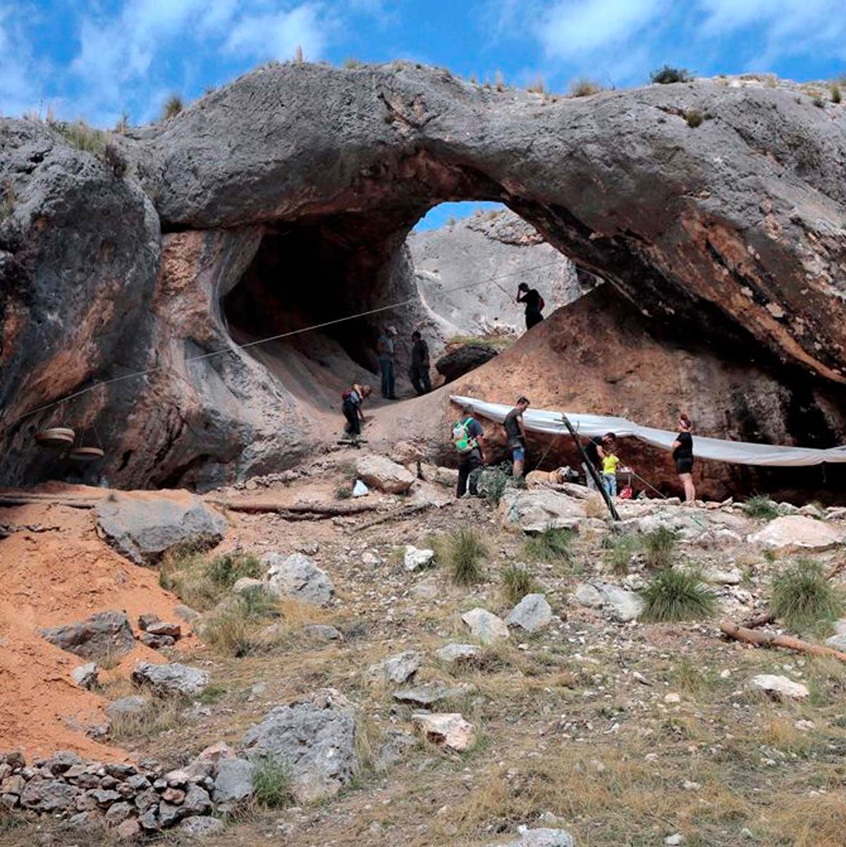 Explorers outside of Cueva del Arco. (Courtesy of Ignacio Martín Lerma)