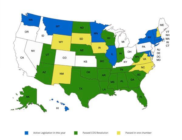 State-by-state progress in approving a convention of states (source: conventionofstates.com)