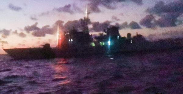 A Chinese coast guard ship at the Second Thomas Shoal, 105 nautical miles off the Palawan Province, Philippines, on Feb. 6, 2023. (Philippine Coast Guard/Handout via Reuters)