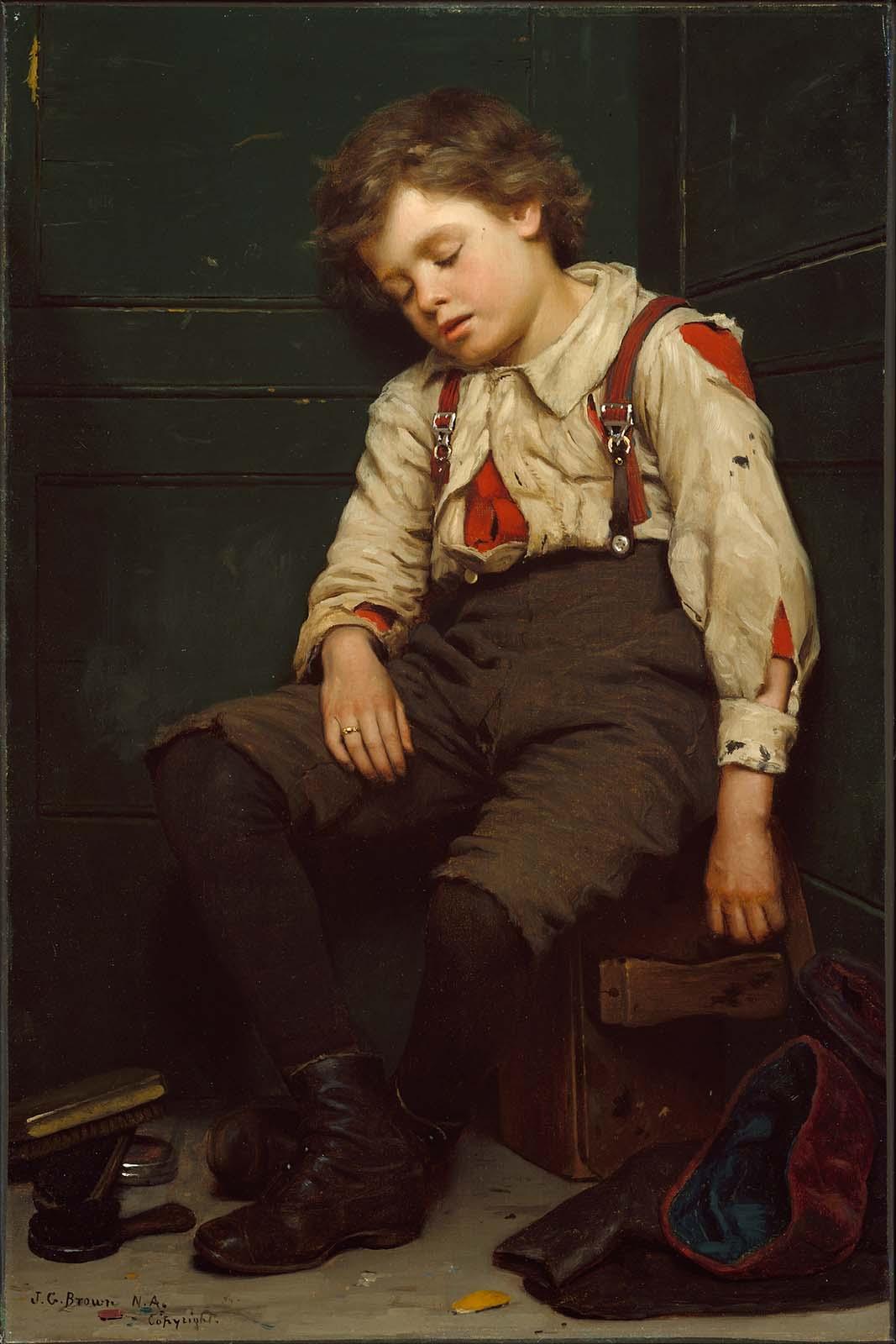 "Tuckered Out —The Shoeshine Boy," circa 1888, by John George Brown. Oil on canvas. Museum of Fine Arts Boston, Mass. (Public Domain)