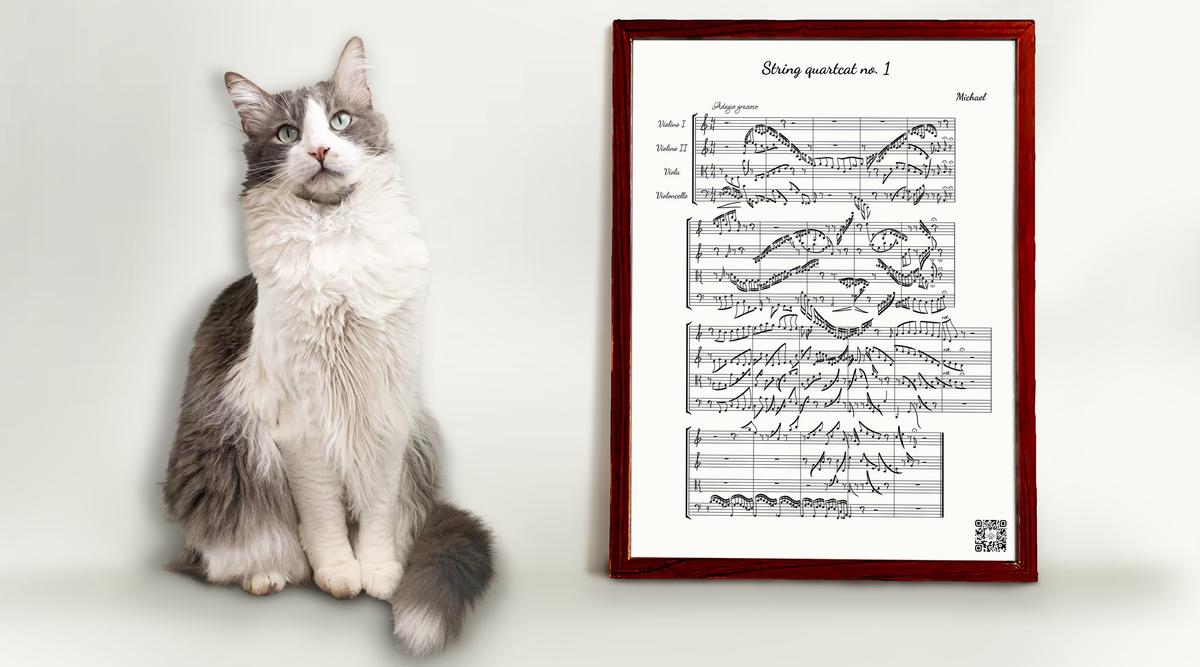 Michael the cat and his "sympawny" portrait. (Courtesy of <a href="https://www.facebook.com/Sympawnies/">Noam Oxman</a>/<a href="https://www.instagram.com/sympawnies/">@sympawnies</a>/<a href="https://www.youtube.com/@Sympawnies">Sympawnies</a>)