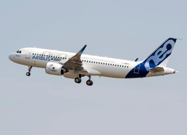 The new Airbus A320neo takes off for its first test flight at Toulouse-Blagnac airport, southwestern France, on Sept. 25, 2014. (Frederic Lancelot/AP Photo)