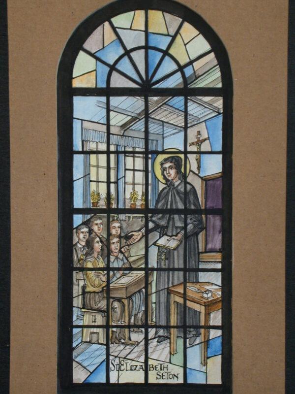 A design for a stained-glass window of Seton, from between 1950 and 1990. J&R Lamb Studios. Library of Congress. (Public domain)
