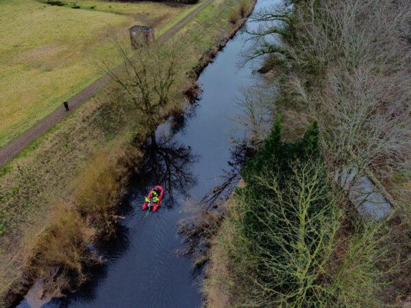 Private underwater search and recovery company, Specialist Group International, searching the River Wyre in Lancashire, on Feb. 7, 2023. (PA)