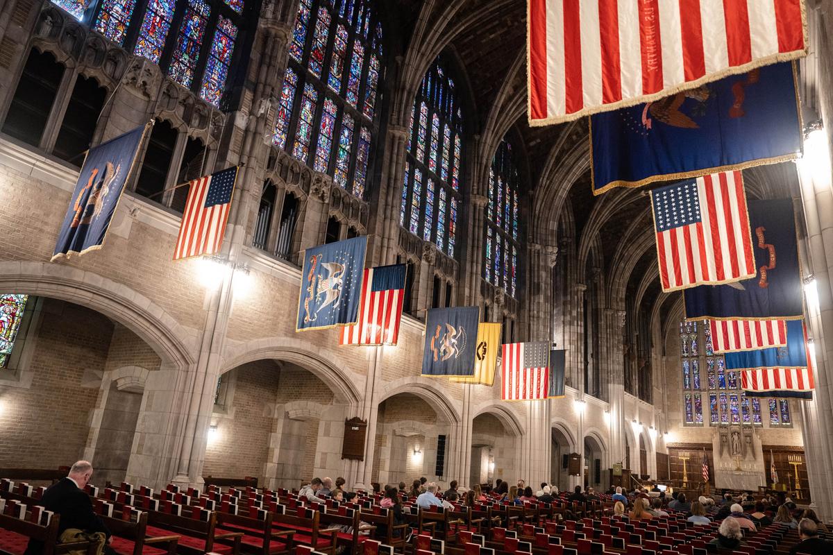The interior of the Cadet Chapel at West Point, N.Y., on Feb. 12, 2023. (Samira Bouaou/The Epoch Times)