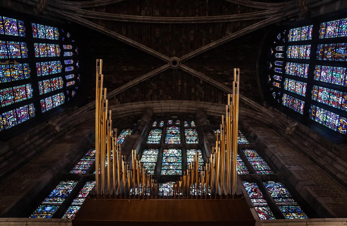 Pipes of the Cadet Chapel's organ at West Point, N.Y., on Feb. 12, 2023. (Samira Bouaou/The Epoch Times)