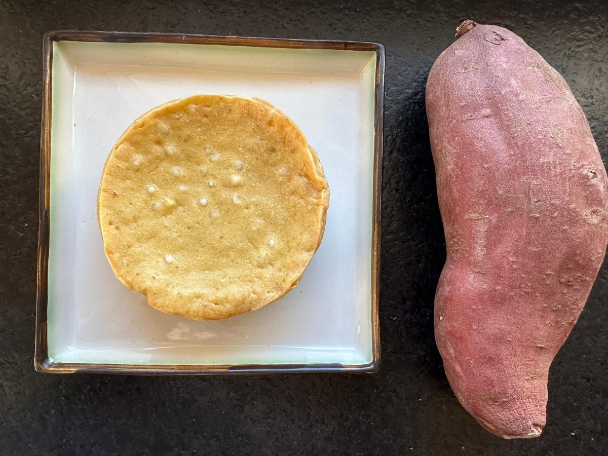 Combining the pudding-like sweet potato flesh with the ingredients for custard doubles the flavor and results in a chewy shell and a soft middle. (Ari LeVaux)