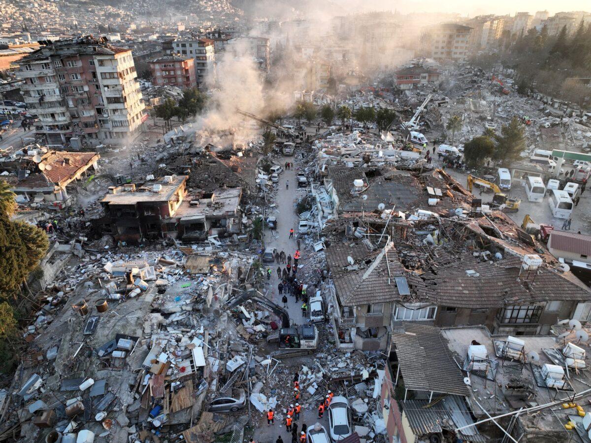A view shows the aftermath of the deadly earthquake in Hatay, Turkey, on Feb. 9, 2023. (Emilie Madi/Reuters)