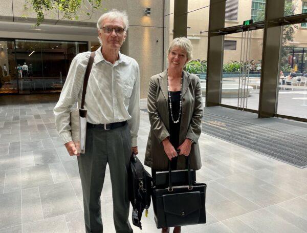 Scientists John Abbot (L) and Jennifer Marohasy (R) outside the Administrative Appeal Tribunal in Brisbane on Feb. 3, 2022. (Jennifer Marohasy/ Facebook)