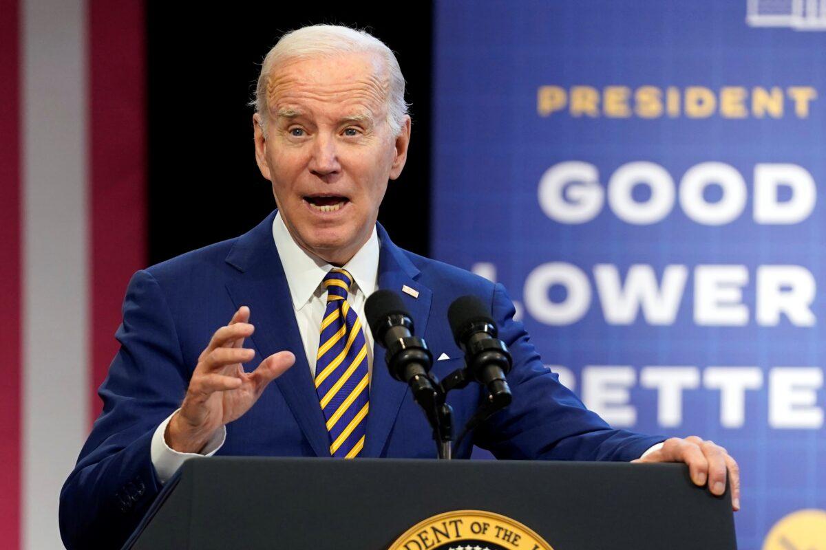 President Joe Biden speaks about the economy to union members at the IBEW Local Union 26 in Lanham, Md., on Feb. 15, 2023. (Evan Vucci/AP Photo)