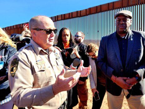Cochise County Sheriff Mark Dannels talks about the fentanyl crisis emanating at the southern border in Arizona, on Feb. 16, 2023. (Allan Stein/The Epoch Times)