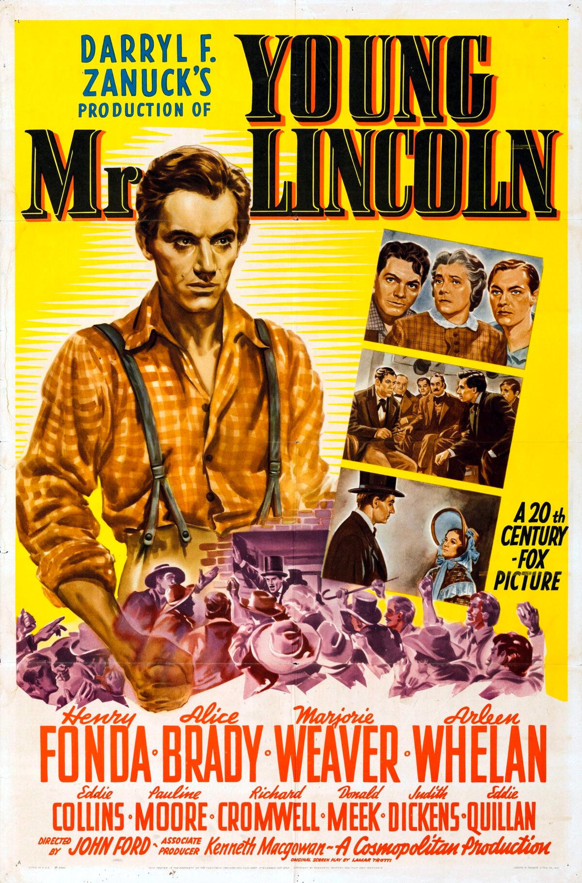 Theatrical release poster for the 1939 film "Young Mr. Lincoln" about the early life of the American president. (Public Domain)