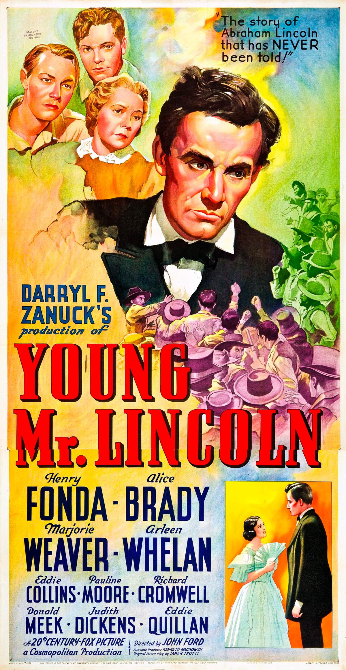 Theatrical release poster for the 1939 film "Young Mr. Lincoln," about the early life of the American president. (Public Domain)