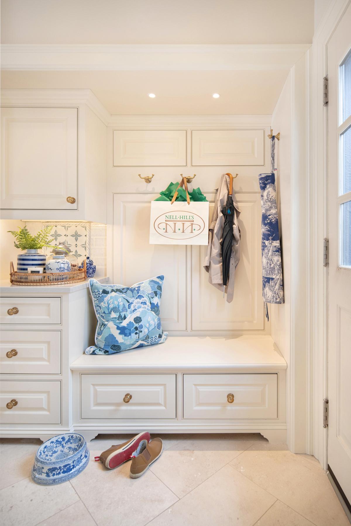 The mudroom, off the kitchen, is dressed in cheery blues. (Handout/TNS)