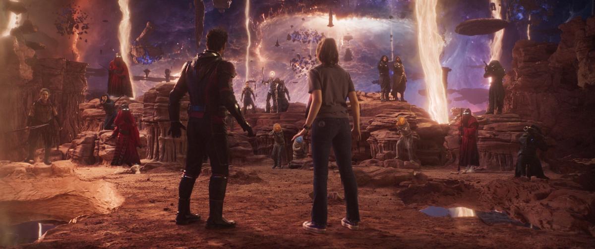 Scott Lang (Paul Rudd) and his daughter Cassie Lang (Kathryn Newton) somewhere in the quantum realm, in "Ant-Man and the Wasp: Quantumania." (Walt Disney Studios Motion Pictures)