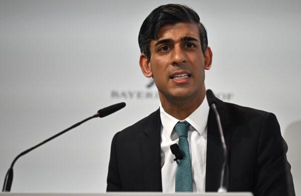 UK Prime Minister Rishi Sunak addresses participants at the Munich Security Conference in Munich, southern Germany on Feb. 18, 2023. ( Ben Stansall-WPA Pool/Getty Images)