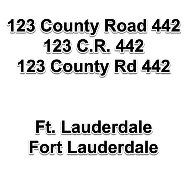 Examples of multiple variations of a single address on Florida's voter rolls. (Courtesy of Kris Jurski)
