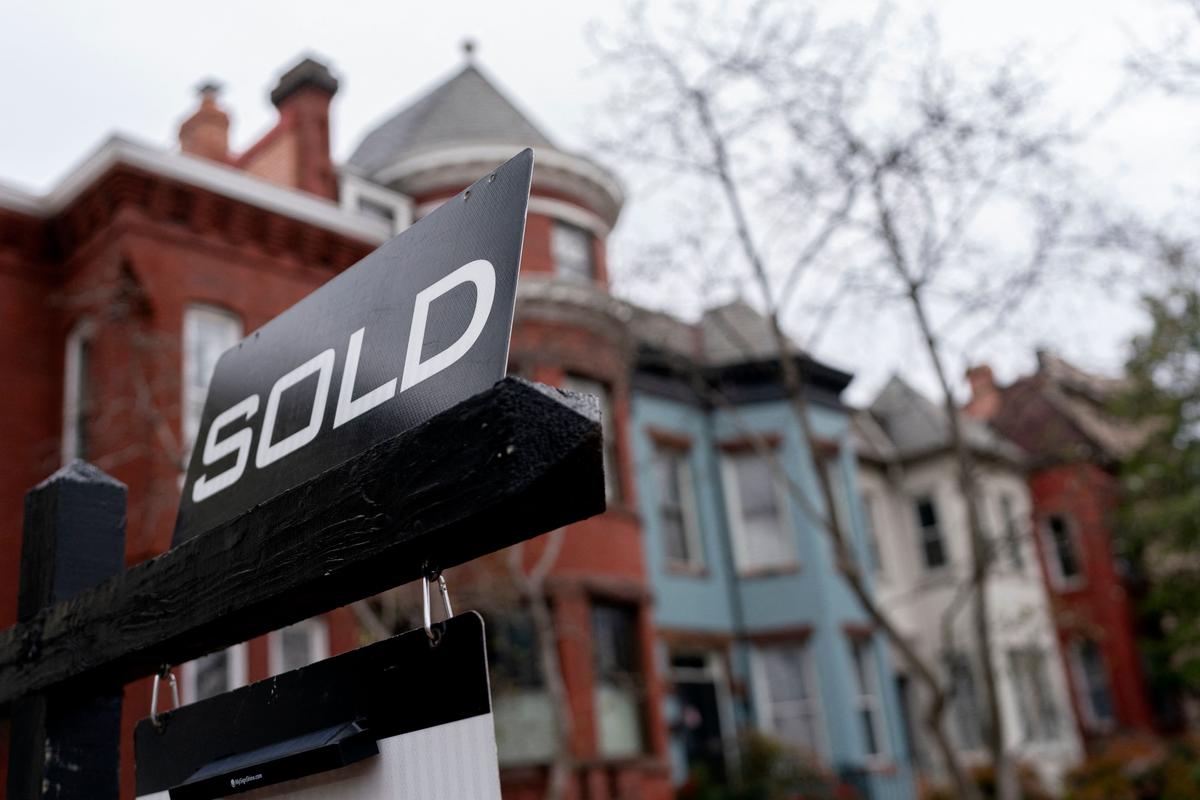 A 'sold' sign is posted in front of a house in Washington, D.C., on Feb. 26, 2022. (Stefani Reynolds/AFP via Getty Images)