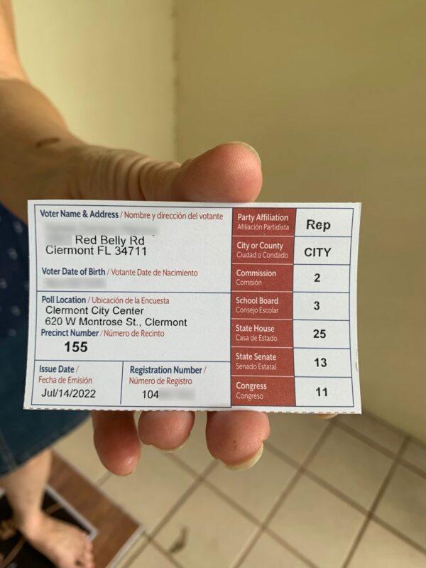 One Florida voter was issued a voter ID card for a street that doesn't exist. (Courtesy of Kris Jurski)