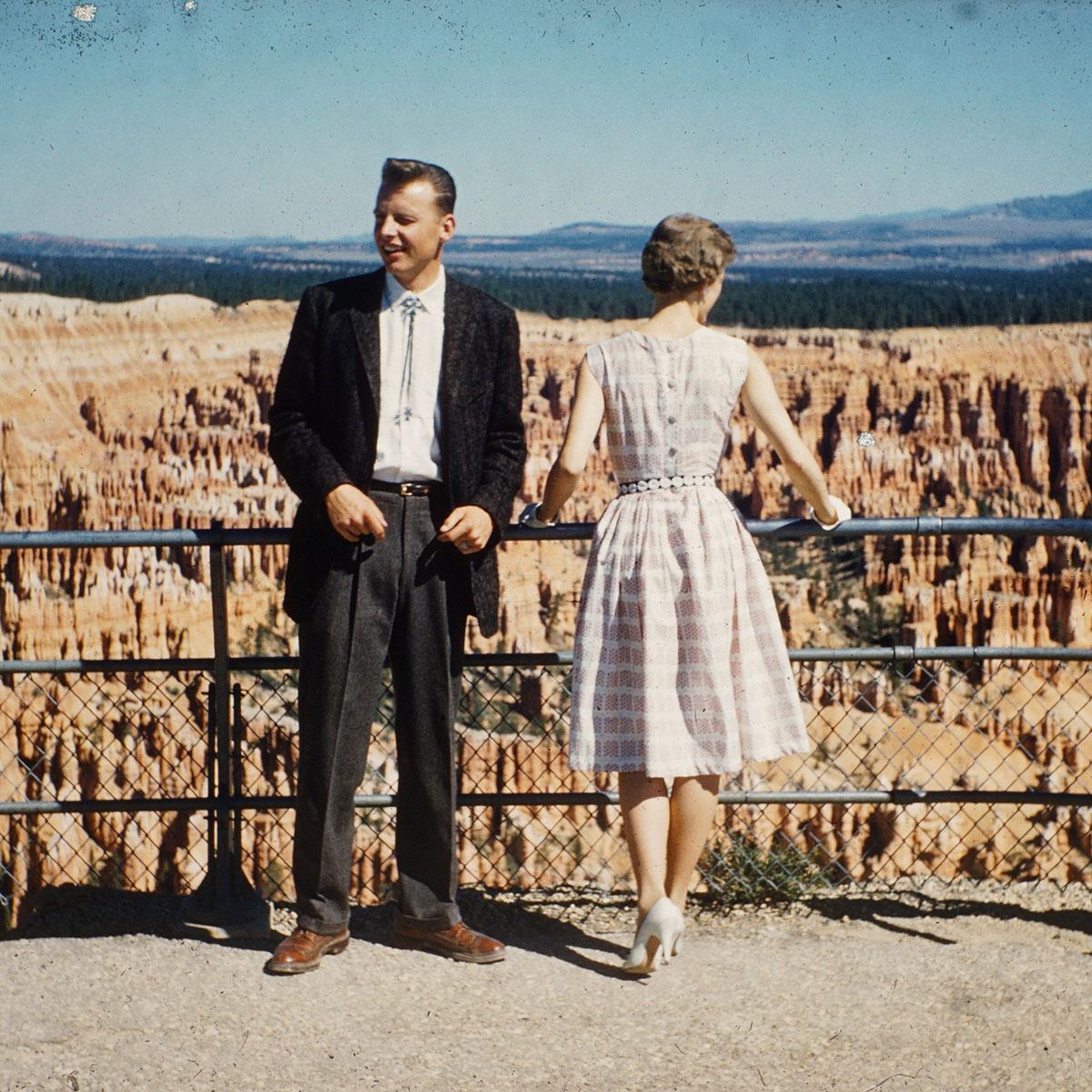 Steve and Elva at Bryce Point in 1959 (Courtesy of the Orton family)