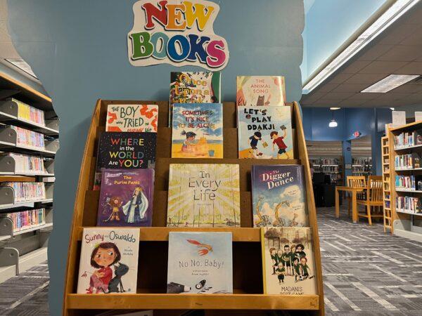 Children's books are displayed in a library in Florida on Feb. 17, 2023. (Nanette Holt/The Epoch Times)